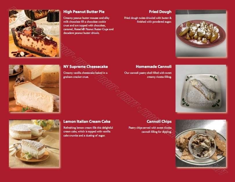 A red menu with different types of food.